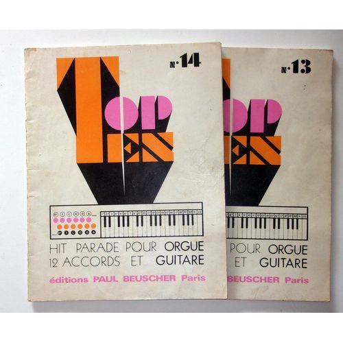 Lot De 2 Revues Top Ten N°13 Et 14 : Hit Parade Pour Orgue 12 Accords Et Guitare