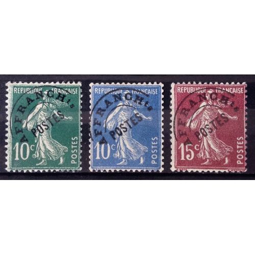 Préoblitérés - Très Jolis Semeuse 10c Vert (N° 51) + Semeuse 10c Outremer (N° 52) + Semeuse 15c Lilas-Brun (N° 53) Obl - France Année 1922 - N26519