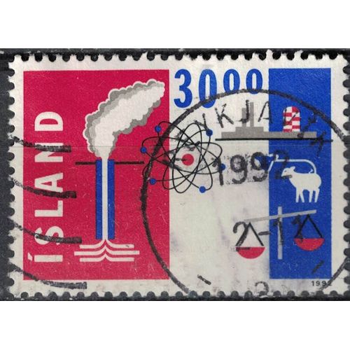 Islande 1992 Oblitéré Used Agriculture Industrie Energies Balance Commerciale Su