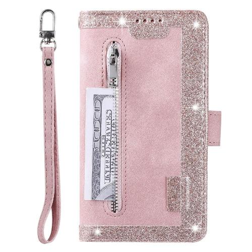 Flip Étui Pour Iphone 7 Plus/8 Plus Bicelle Lanière Portefeuille 9 Fentes Pour Cartes Cuir Pu - Couleur Rose