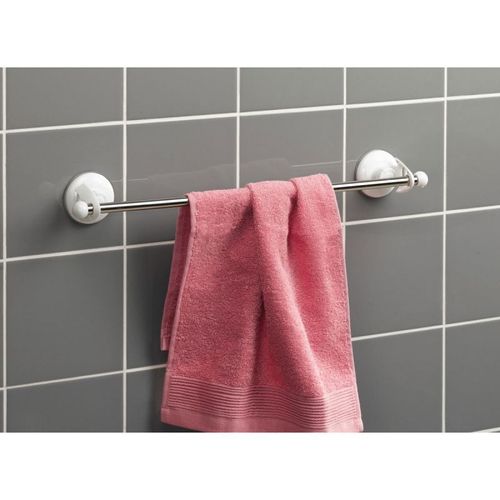Porte Serviettes 1 Barre "Ventouse" 47cm Argent