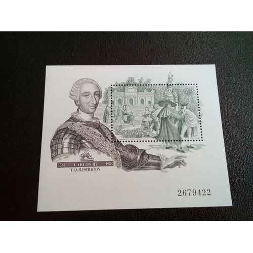 Timbre Espagne Yt Bf 39 Carlos Iii 1988 ( 0110404 )