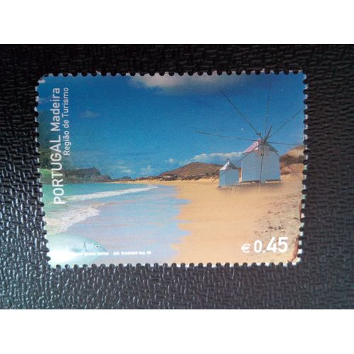 Timbre Portugal '' Madère '' M I 238 Moulin À Vent Sur La Plage 2005 ( 060404 )