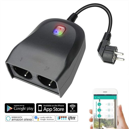 Prise Connectée Étanche, Prise Intelligente Extérieure Prise WiFi 2...