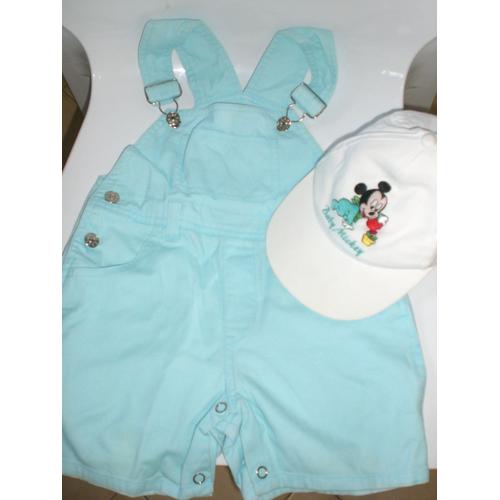 Jolie Salopette Turquoise 23 Mois + Casquette Disney