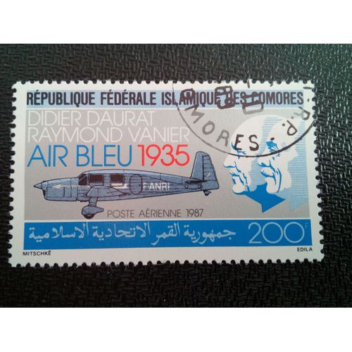 Timbre Comores Yt Pa 247 Didier Daurat Et Raymond Vanier Apparei Air Bleu 1935 1987 ( 110404 1 )