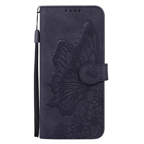 Étui Pour Iphone 12 Pro Max Portefeuille En Cuir Étui De Téléphone À Bastier Avec Support De Fente Pour Carte Bicelle De Protection Grand Papillon - Noir