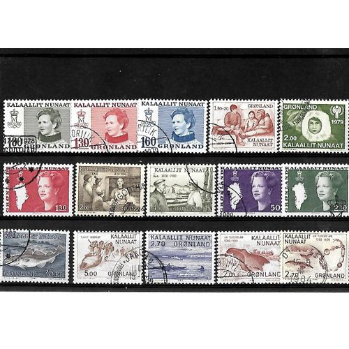 Groenland -Lot De 15 Timbres Oblitérés-Très Bon Etat