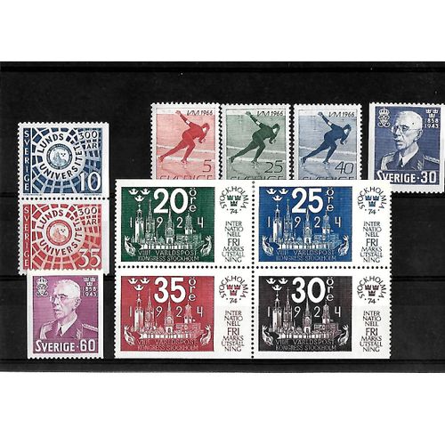 Suède - N°299 Et N°300 / Du N°533 Au N°535 / N°588 Et N°589 / N°823 Et N°826 -Lot De 11 Timbres Neufs**-Gomme Intacte- 1 Er Choix