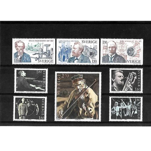 Suède-Du N°940 Au N°942 / Du N°1235 Au N°1239 -Lot De 8 Timbres Neufs**-Gomme Intacte- 1 Er Choix