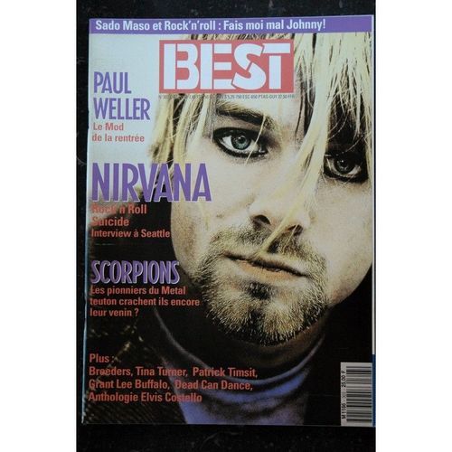 Best 303 Octobre 1993 Covert Kurt Cobain Nirvana Scorpions Paul Weller Breeders Tina Turner Timsit Buffalo Costello Dead