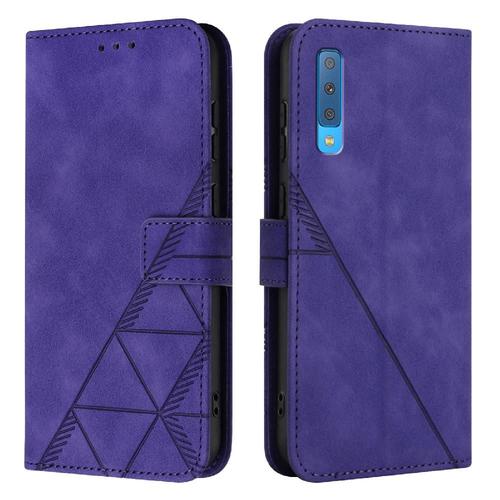 Étui Pour Samsung Galaxy A7 2018 Cuir Pu Portefeuille Couverture Livre De Protection Flip Folio Titulaire De La Carte De Crédit - Violet