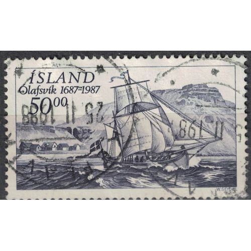Islande 1987 Oblitéré Used Bateau À Voile Devant La Ville De Ólafsvík Su