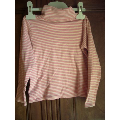 Pull Col Roulé Rayé Rose Taille 6ans Okaidi
