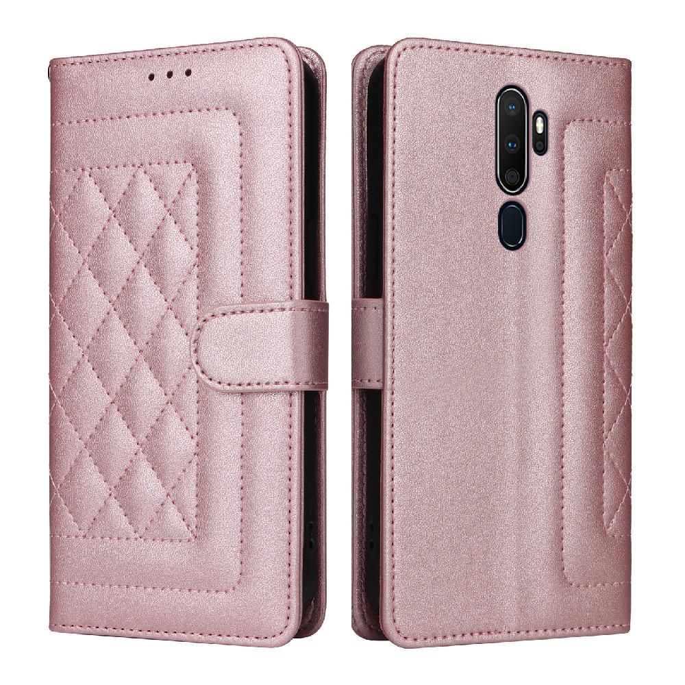 Flip Étui Pour Oppo A9 2020/A5 2020 Portefeuille Antichoc Couverture Rabotant Simple Entreprise Étui En Cuir - Couleur Or Rose