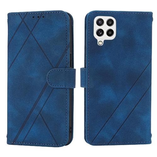 Filp Étui Pour Samsung Galaxy A42 5g/ M42 5g Sangle De Poignet Titulaire De La Carte De Crédit Bicelle Couverture En Cuir Pu Portefeuille À Main - Bleu