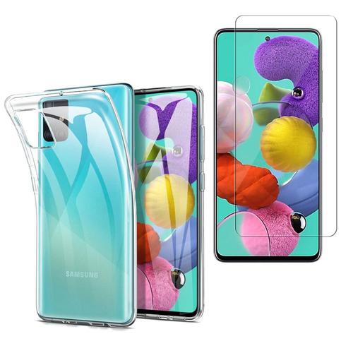 Coque Silicone Pour Samsung Galaxy A51 6.5" Gel Ultraslim Et Ajustement Parfait - Transparent + 1 Film Verre Trempé - Transparent