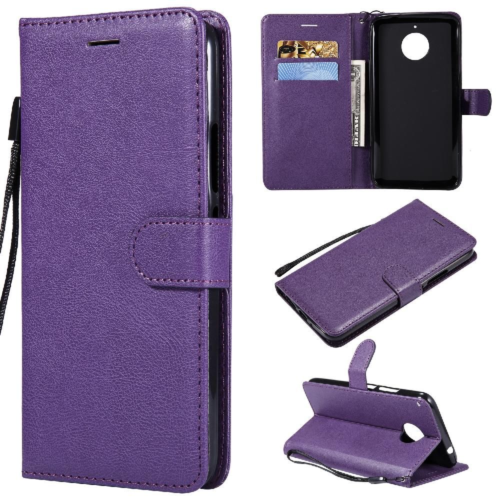 Flip Étui Pour Motorola Moto E4 Plus Couleur Solide Classique Cuir De Haute Qualité Avec Fente Pour Carte Étui De Téléphone Portefeuille D'affaires - Violet