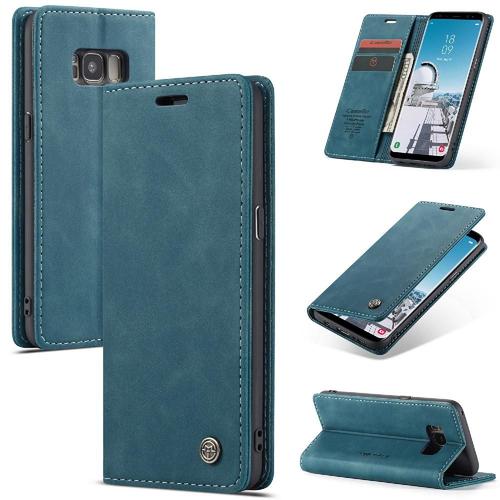 Flip Étui Pour Samsung Galaxy S8 Portefeuille En Cuir Pu Vintage Fermeture Magnétique Antichoc Étui Avec Fente Pour Carte, Livre Flip Folio - Bleu