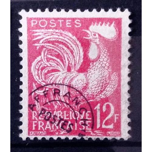 Préoblitéré Coq 12f Rouge Carminé (Joli N° 111) Obl - France Année 1953 - N11326