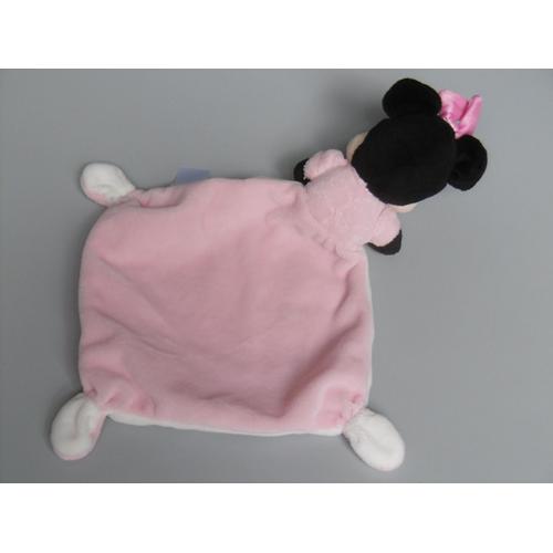 DOudou souris Minnie Mouse rose et blanc Disney Baby Nicotoy mouchoir blanc  coeurs roses peluche bébé fille naissance