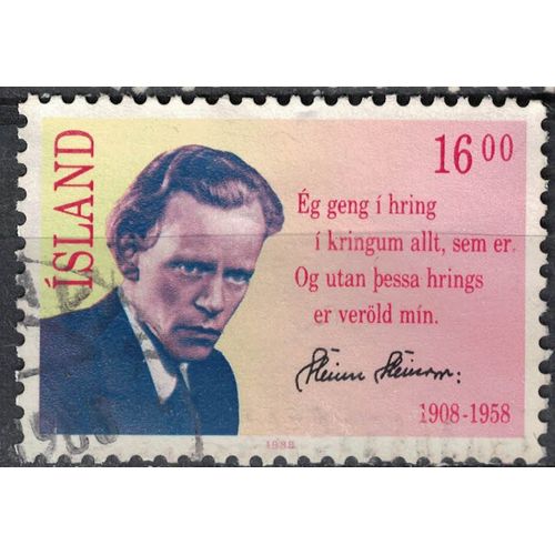 Islande 1988 Oblitéré Used Steinn Steinarr Poète Su
