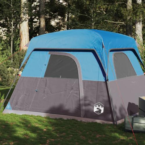 Vidaxl Tente De Camping De Cabine 4 Personnes Bleu Imperméable