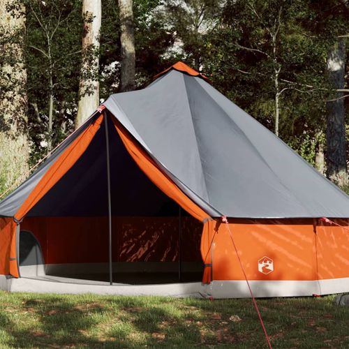 Vidaxl Tente Familiale Tipi 8 Personnes Gris Et Orange Imperméable