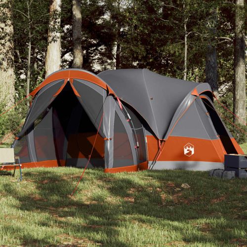 Vidaxl Tente Familiale Tipi 8 Personnes Gris Et Orange Imperméable