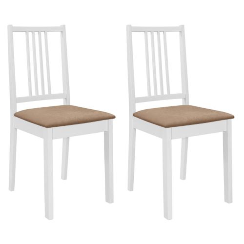 Vidaxl Chaises À Manger Avec Coussins Lot De 2 Blanc Bois Solide