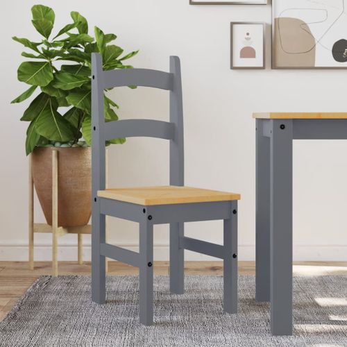 Vidaxl Chaises À Manger Lot De 2 Gris 40x46x99 Cm Bois Massif De Pin