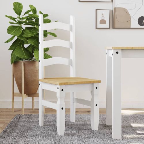 Vidaxl Chaises À Manger Lot De 2 Corona Blanc Bois Massif De Pin