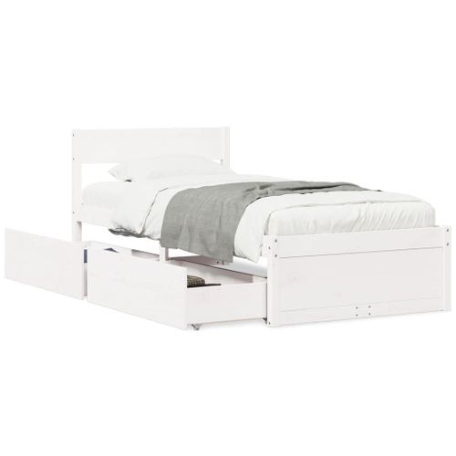 Vidaxl Cadre De Lit Sans Matelas Blanc 90x200 Cm Bois De Pin Massif