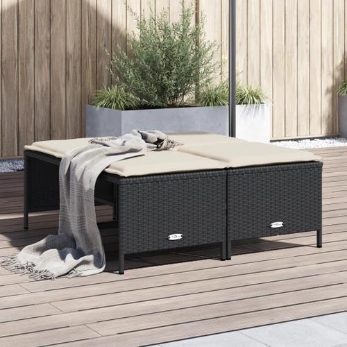 Vidaxl Tabourets De Jardin Avec Coussins Lot De 4 Noir Résine Tressée