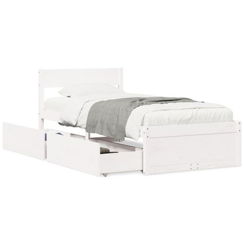 Vidaxl Cadre De Lit Sans Matelas Blanc 90x190 Cm Bois De Pin Massif