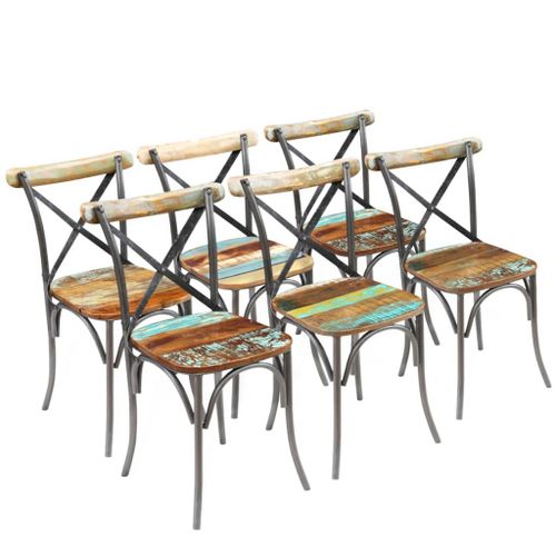 Vidaxl Chaises À Manger Lot De 6 Bois De Récupération Massif