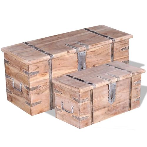 Vidaxl Ensemble De Deux Coffres De Rangement Bois D'acacia