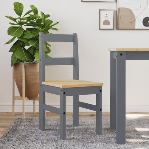 Vidaxl Chaises À Manger Lot De 2 Panama Gris Bois Massif De Pin