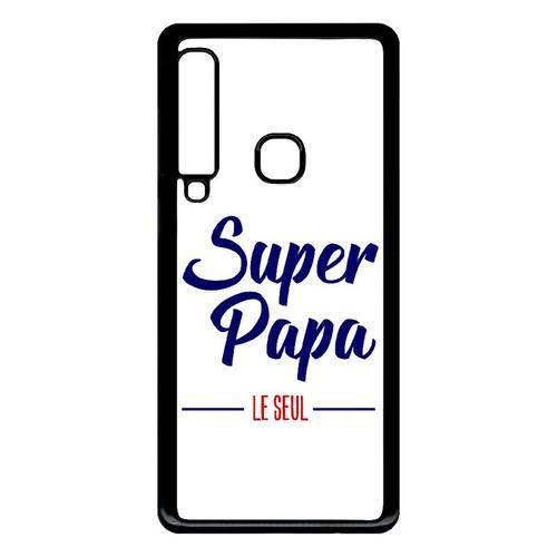 Coque Pour Smartphone - Super Papa Le Seul Fond Blanc - Compatible Avec Samsung Galaxy A9 (2018) - Plastique - Bord Noir