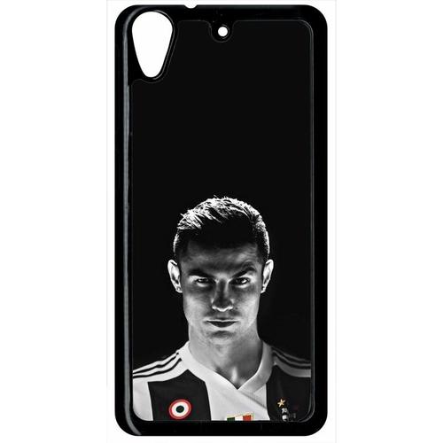 Coque Pour Smartphone - Ronaldo Juventus Foot Noir Et Blanc - Compatible Avec Htc Desire 626 - Plastique - Bord Noir