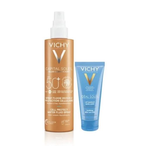 Vichy Solaires Spray Spf50 200ml Et Après Soleil 100ml Offert Tu Blanc 