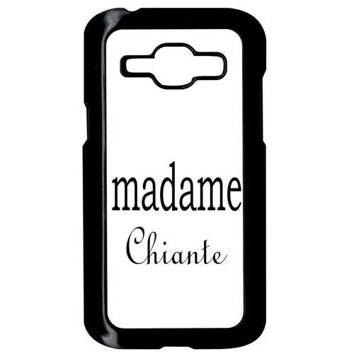 Coque Pour Smartphone - Madame Chiante Blanc - Compatible Avec Samsung Galaxy J1 - Plastique - Bord Noir