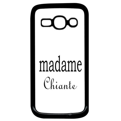 Coque Pour Smartphone - Madame Chiante Blanc - Compatible Avec Samsung Galaxy Ace 3 - Plastique - Bord Noir