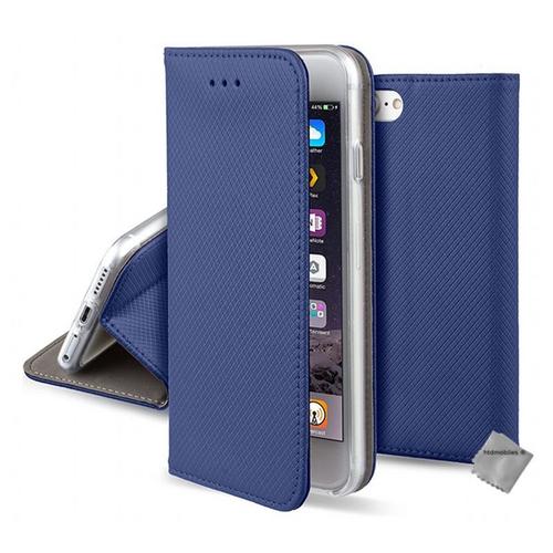 Housse Etui Coque Pochette Portefeuille Pour Apple Iphone Se (2020) + Verre Trempe - Bleu Magnet