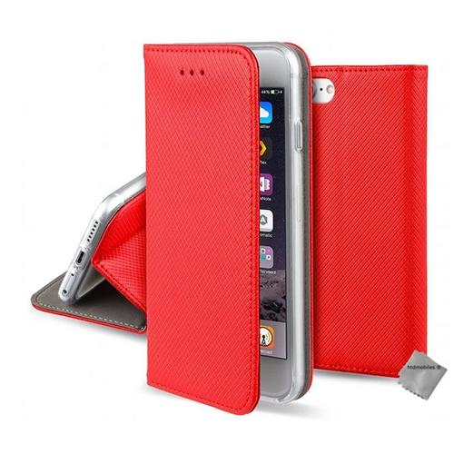 Housse Etui Coque Pochette Portefeuille Pour Apple Iphone 8 + Film Ecran - Rouge Magnet