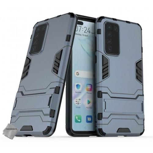 Housse Etui Coque Rigide Anti Choc Pour Huawei P40 + Film Ecran - Bleu Fonce