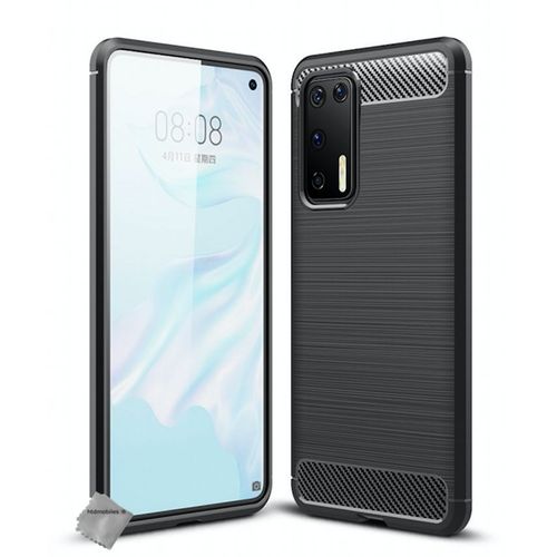 Housse Etui Coque Silicone Gel Carbone Pour Huawei P40 + Film Ecran - Noir