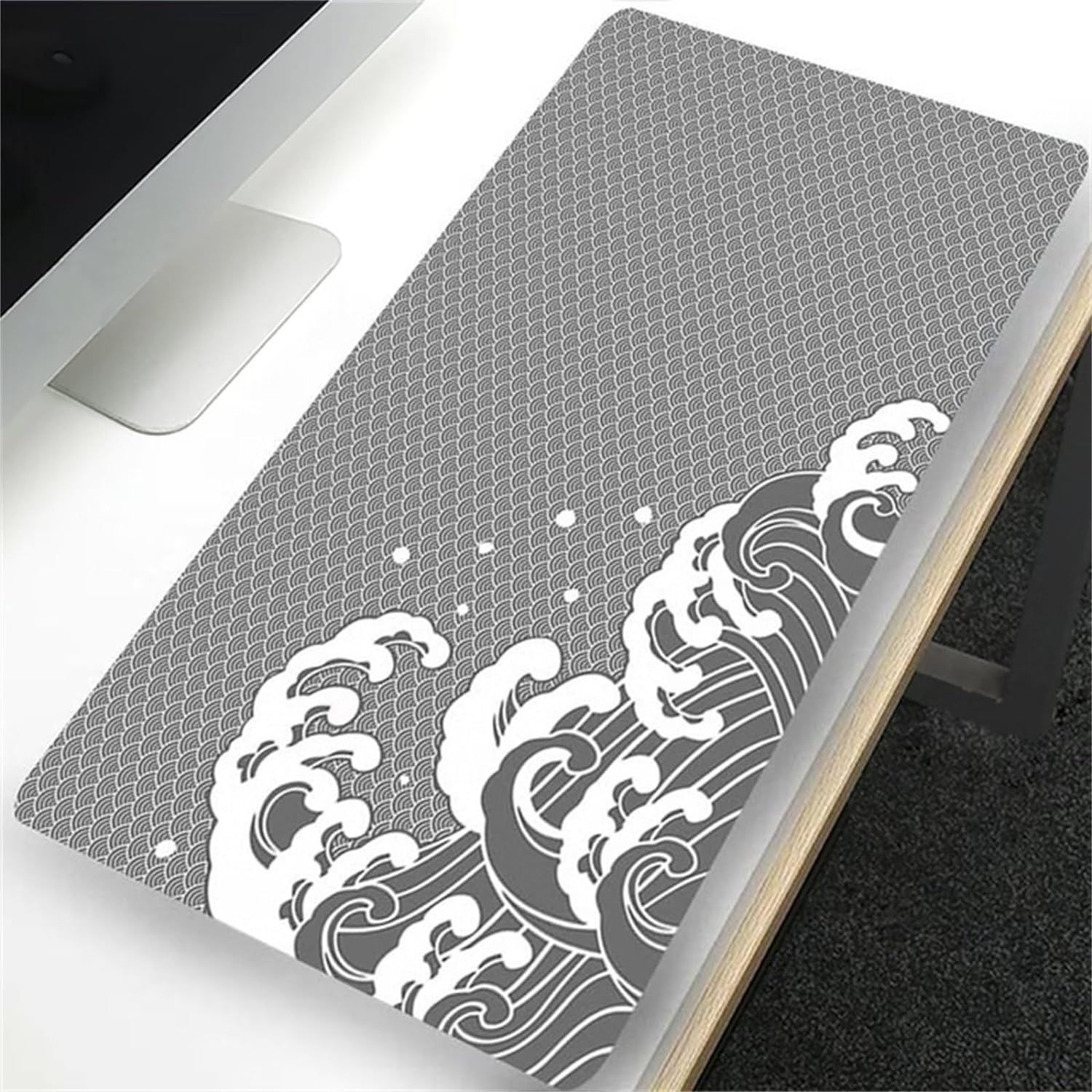 Grand Tapis de Souris de Jeu Vague Grise Tapis de Souris XXL Gaming 600x300x2mm Tapis de Souris avec Base en Caoutchouc antidérapante pour Souris Claviers Gamer Bureau