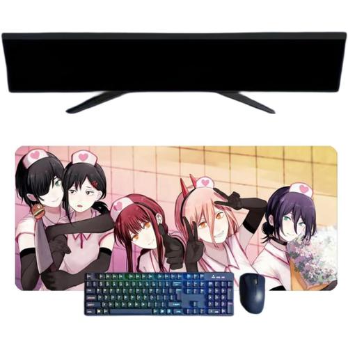 Chainsaw Man Tapis de Souris XXL, 800x300mm, Tapis de Souris Clavier Gaming imperméable et 3mm Base en Caoutchouc antidérapant Surface Texturée