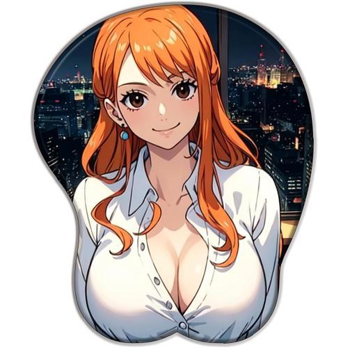 One Piece NaMi Tapis de Souris Anime Girl Sexy 3D - Tapis de Souris Big Chest avec Repose Soft - pour PC Ordinateurs Portables